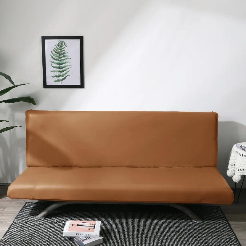 PU Leather Without Armrest Slipcover Elastic Sofa Bed Cover Anti-dirty Folding All-inclusive Couch Cover Pet Furniture Protector
