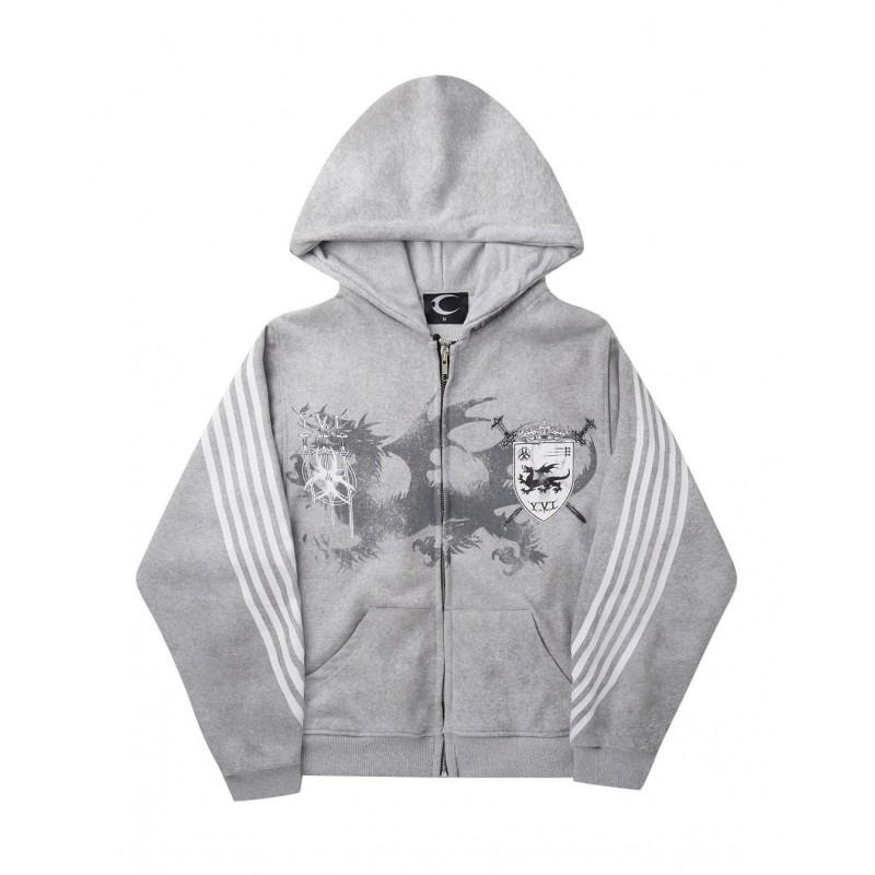 Unisex Streetwear Hooded Zip-Up Sweatshirt 2026 Casual Sportswear With Letter Print