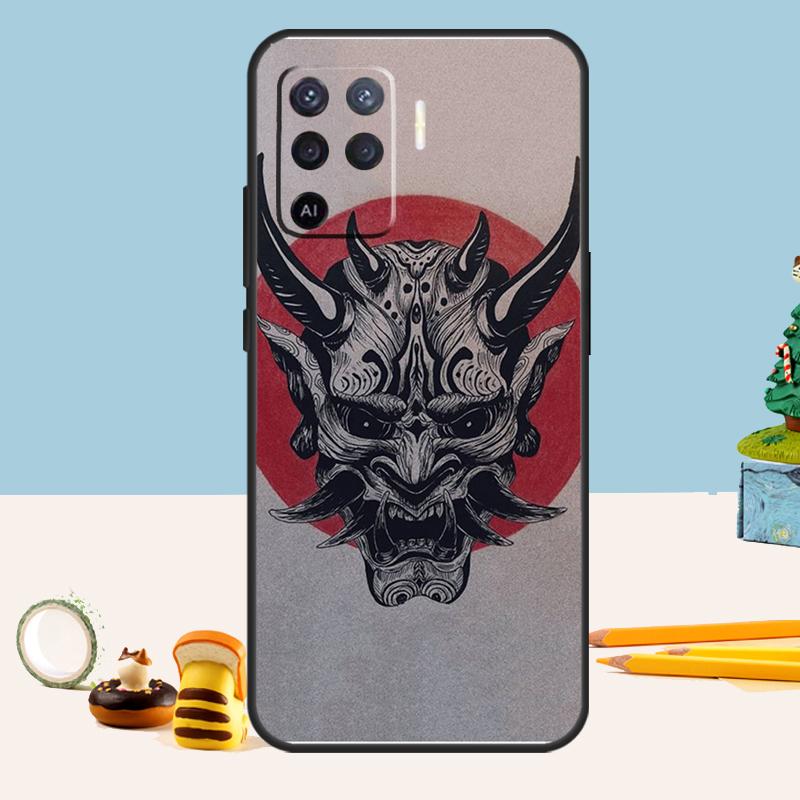 Japanese Oni Hannya Demon Mask Case For Oppo A80 A60 A40 A15 A16 A17 A57 A94 A74 A54 A76 A96 A18 A38 A58 A78 A98 A5 A6 Pro