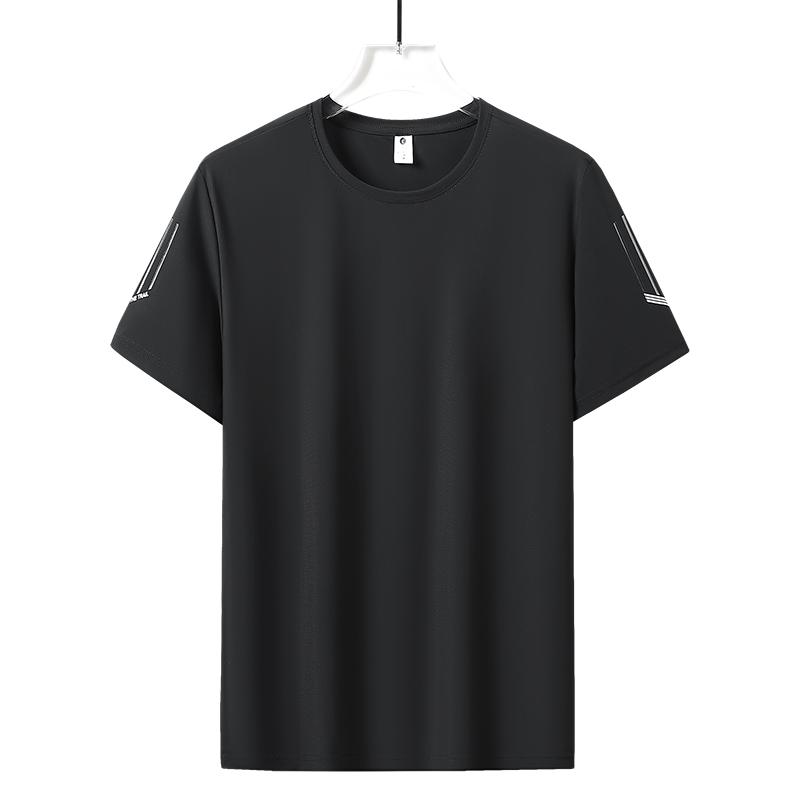 T-shirt à séchage rapide et haute élasticité T-shirt de sport à manches courtes à séchage rapide en soie glacée pour homme à col rond décontracté à manches courtes