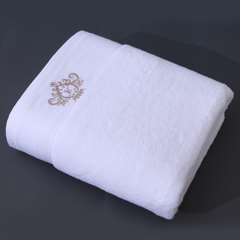 

Большое мягкое вышитое хлопковое банное полотенце - Класс А, 32 нити, Впитывающее, Утолщенное для домашнего или гостиничного использования взрослыми 70 x 140 cm белый