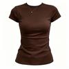 Damen Slim Fit Rundhals Kurzarm T-Shirt - Sommer 2026 Vielseitiges Basic Top