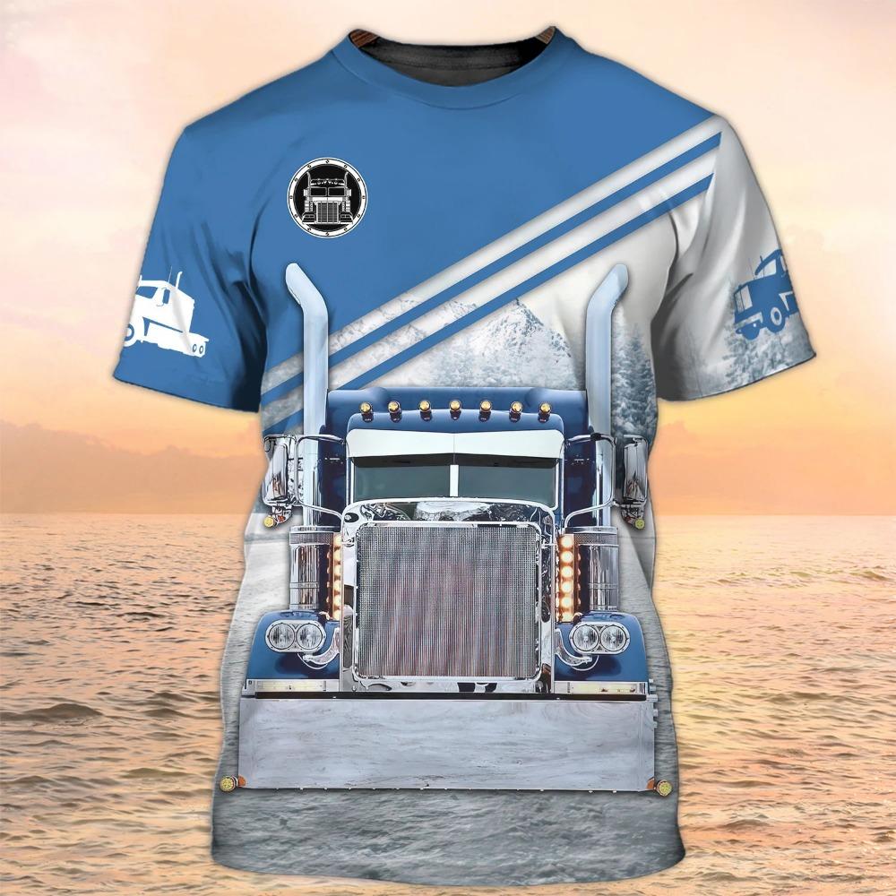 Trucker T-Shirts Trucking 3D Print Men's O-Neck Short Sleeve Street Truck Harajuku Clothing