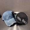 American retro washed old ripped baseball cap women's summer sunshade letter embroidery versatile face cap