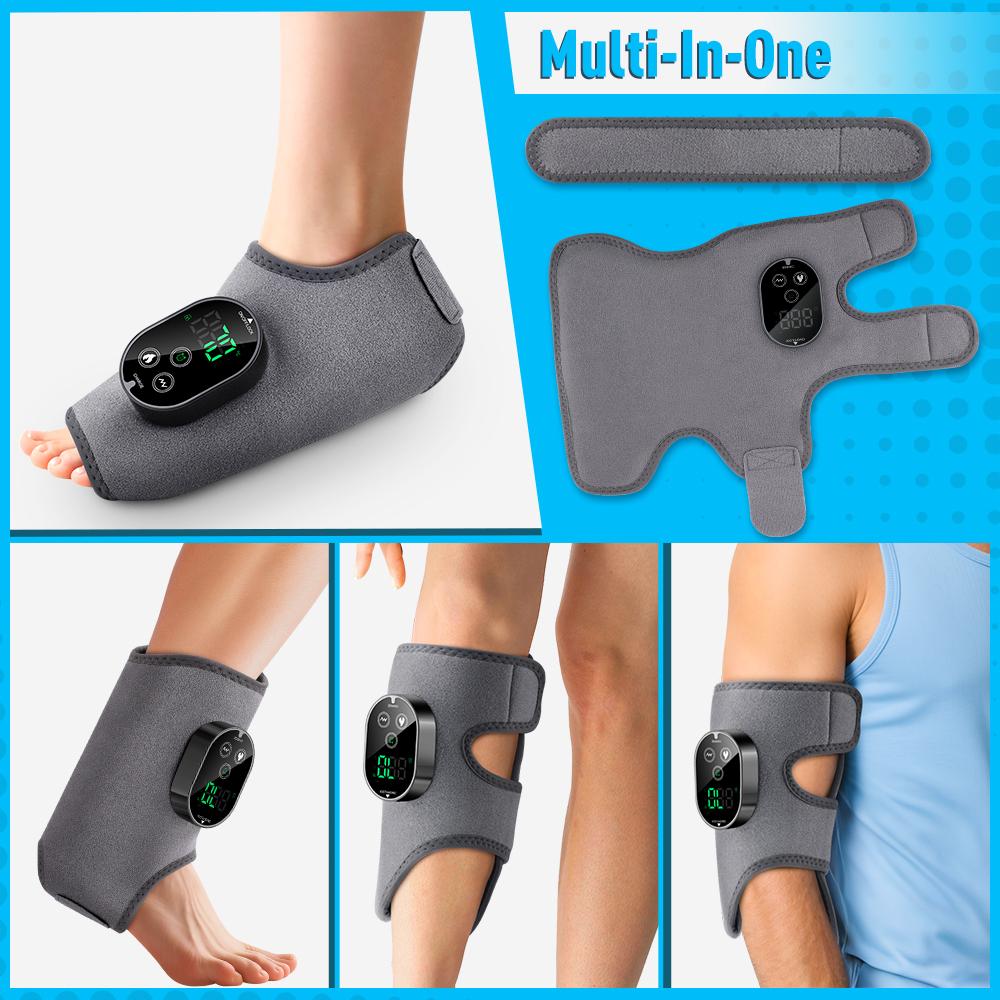 New Electric 3-in-1 Ankle Calf Foot Vibration Massager 6 Levels Hot Compress Massage Ankle Brace Plantar Fascia Leg Muscle Relax
