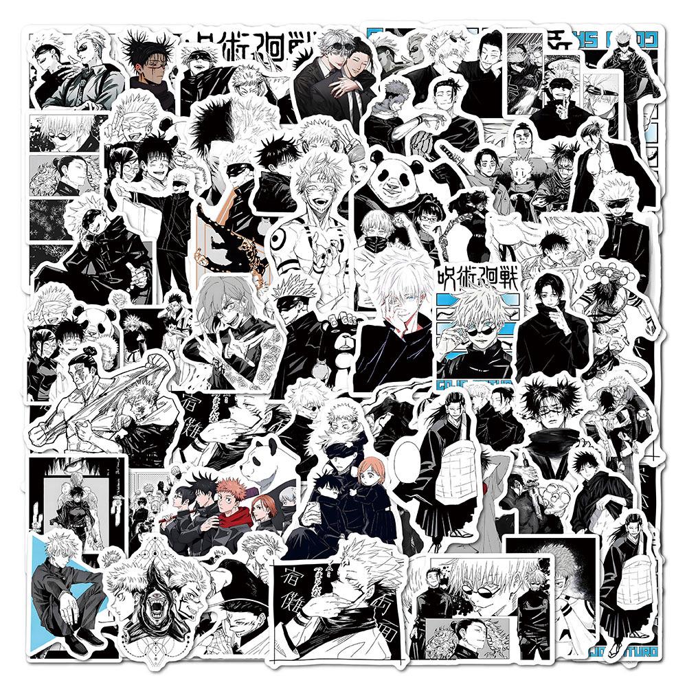 50-Pack Jujutsu Kaisen 2 Cartoon Anime Graffiti Waterproof Stickers for Luggage чёрный