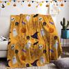 Halloween Pumpkin Bat Witch Hat Flannel Throw Blanket, Spooky Ghost Spider Web Print Soft Warm Blanket for Sofa Bed Holiday Home Decor Gift