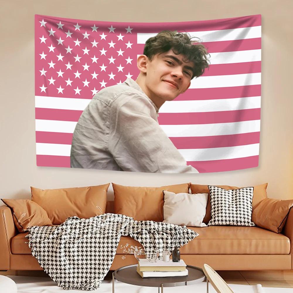 Joe Lockes Tapestry American Flag Heartstoppers Famous Actor Home Decor Wall Hanging Covering Bedroom Dorm Backdrop Fans Gift