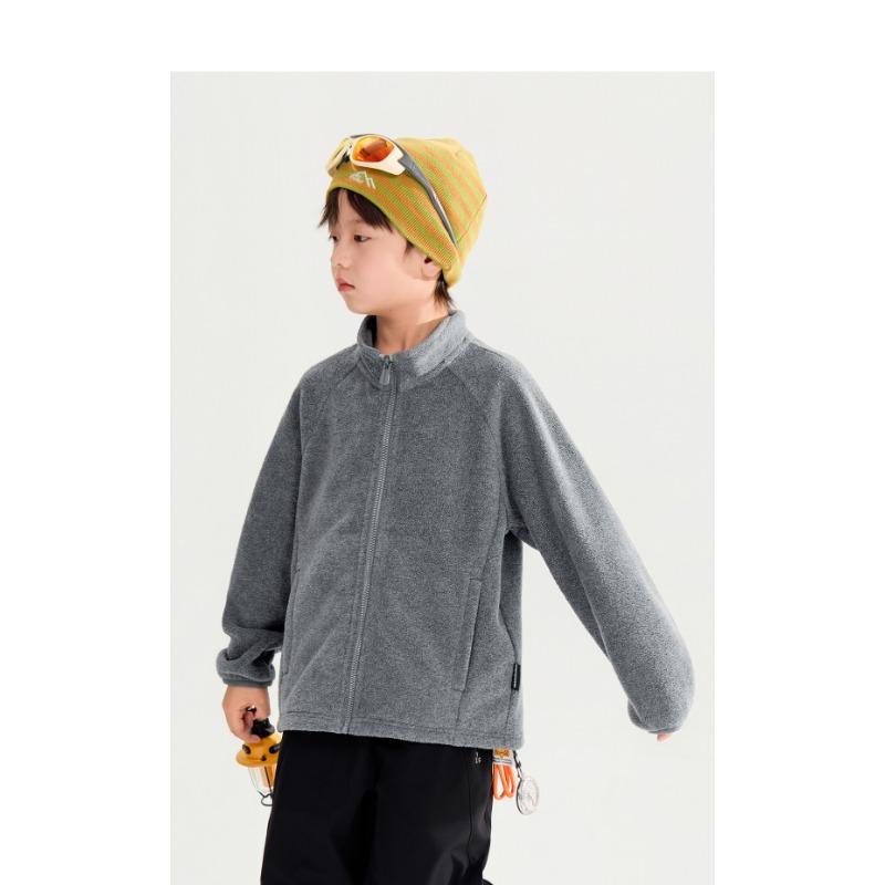 Boy S Fleece Jacket Stand Collar Long Sleeve Casual Autumn School Outerwear