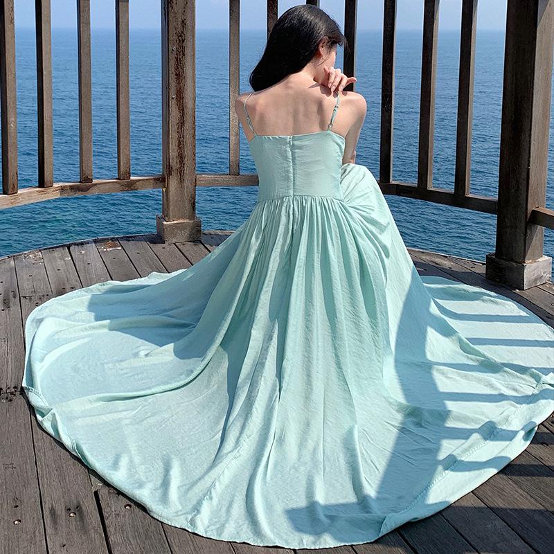 Elegant Blue-Green Maxi Dress: Flowy, Slimming, and Perfect for Vacations
