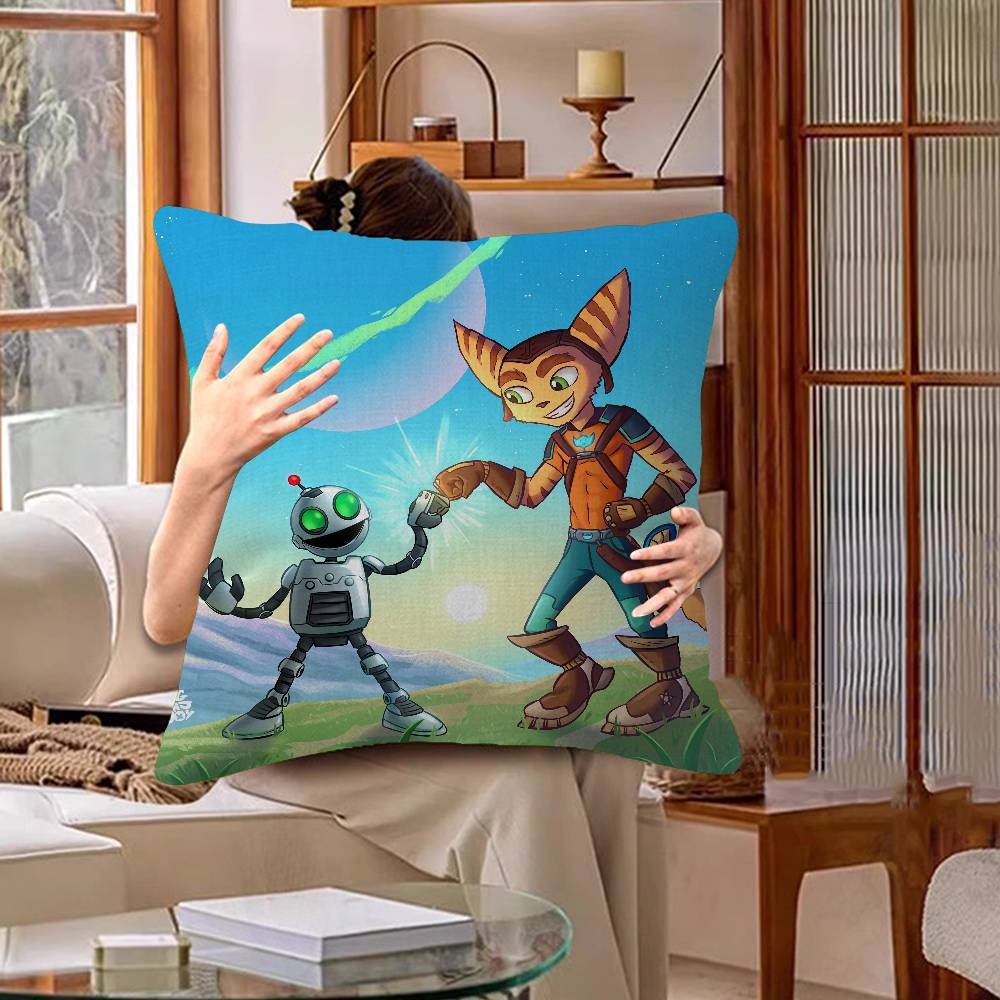 Cartoon R-Ratchet N C-Clank Maple Design Cushion Cover Happy Autumn Harvest Decor Holiday Decorati Pillow Cover