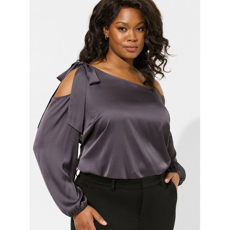 

Блузка с открытыми плечами Jacques для полных девушек, на шнуровке, с длинным рукавом, сатиновая Defect 00