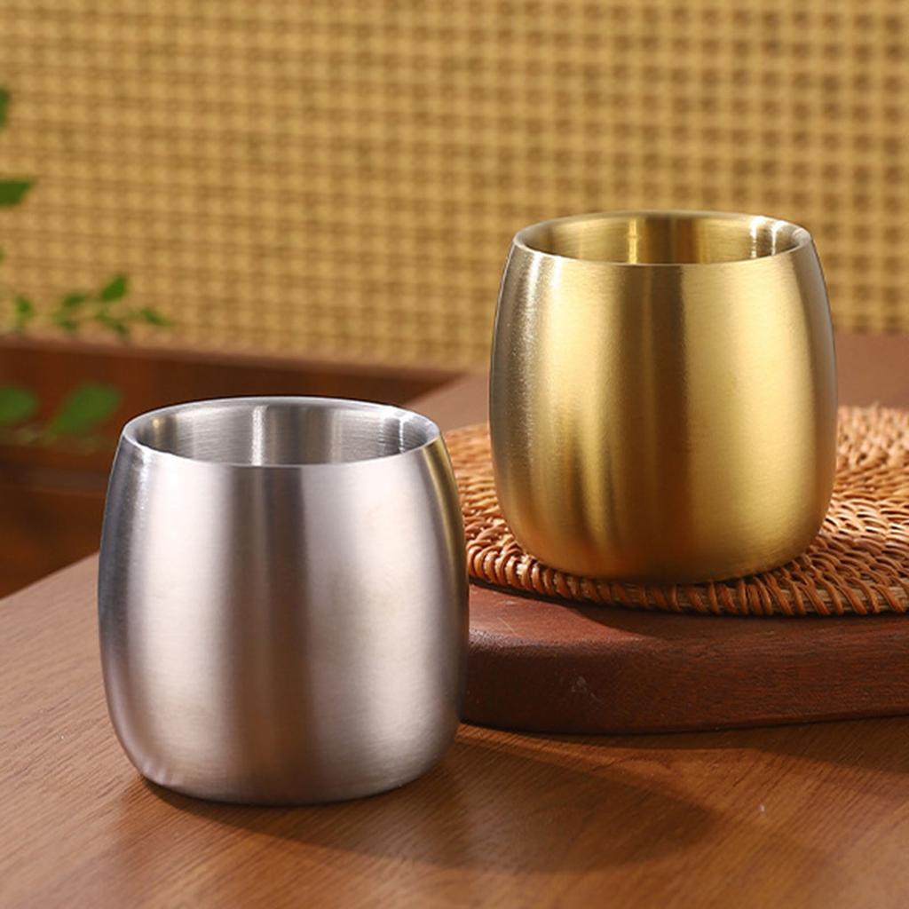 2pcs Stainless Steel Coffee Mugs Set Rusts Resistant Drinkwares Stackable Double Wall Cup for Camping and Outdoor Use