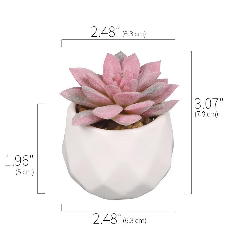 Pink Flocking Artificial Succulents Plants With Pot For Home Garden Decoration Fake Bonsai Flower Planta Artificial Accessories