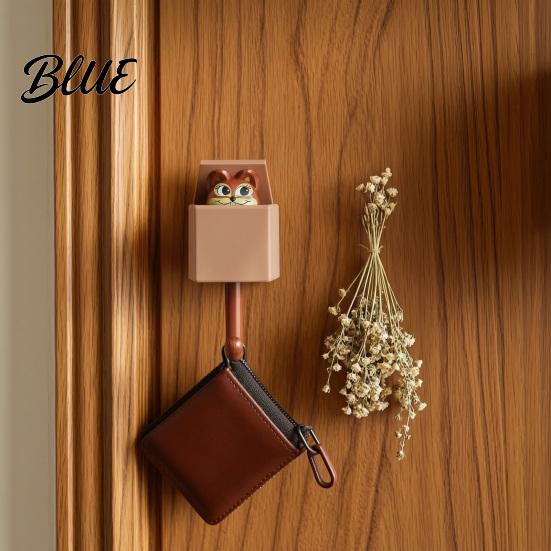 Plastic Wall Storage Key Hanger Adhesive Retractable Hook Hooks Squirrel Cartoon Animal Decompression Decor Decorative No Drilling Hook for