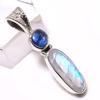 Natural Rainbow Moonstone, Kyanite 925 Solid Sterling Silver Pendant 1.26" J9m41