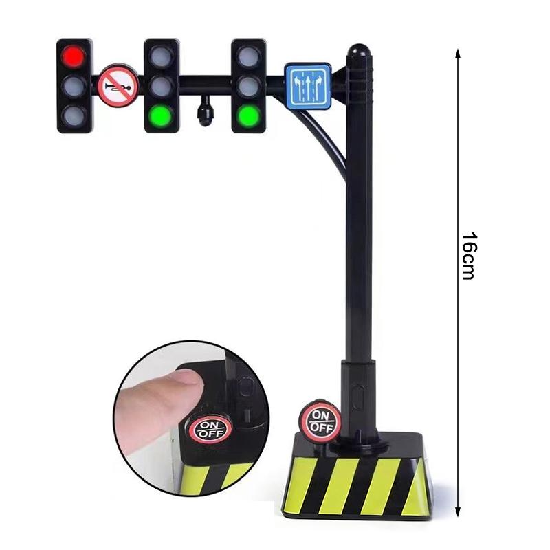 צעצוע רמזור מיני עם סימולציית LED לילדים, סימני דרך חינוכיים, בניית סצנת שולחן עבודה