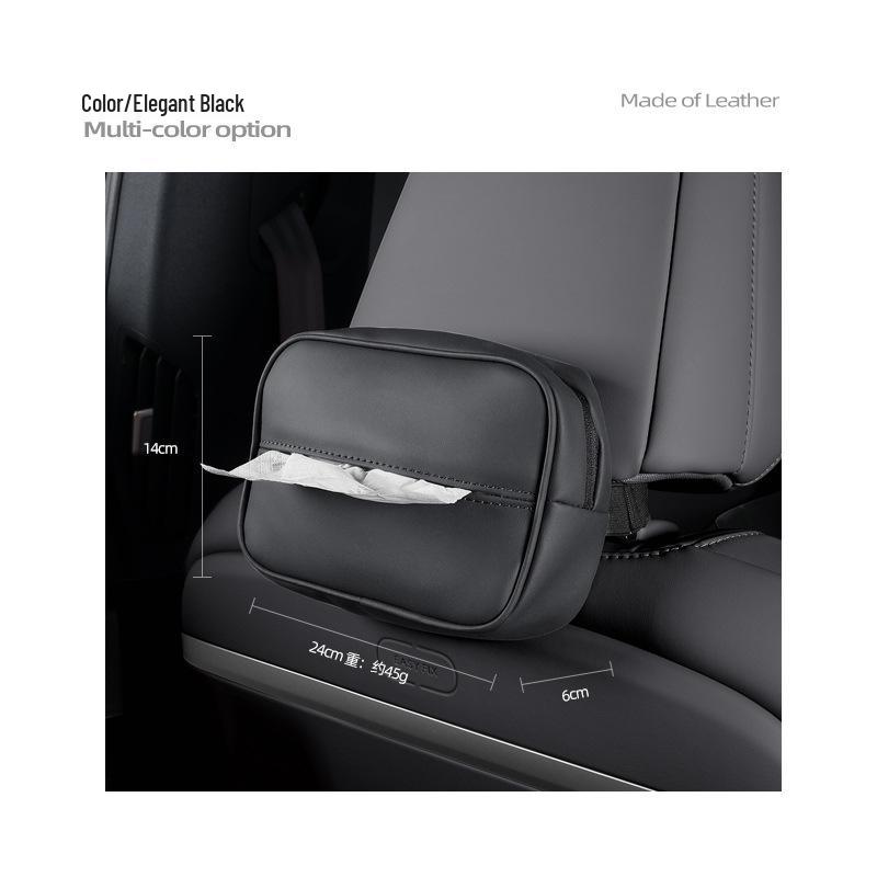 Letao L60 Leather Zipper Seat Tissue Bag - Original Car Color, Convenient Storage for Interior.