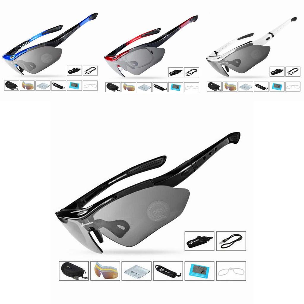 Outdoor Polarized Cycling Sunglasses With Five Interchangeable Lenses For All Weather