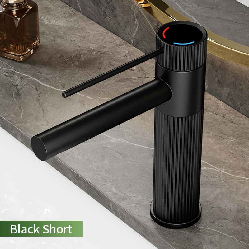 Stainless Steel Basin Faucet Gold/Black Bathroom Faucets Crane Tall Sink Faucet Hot Cold Water Sink Mixer Bathroom Faucet Black Short