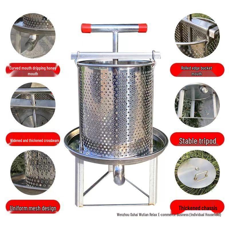 Stainless Steel Honey & Wine Press: Manual Juicer and Extractor