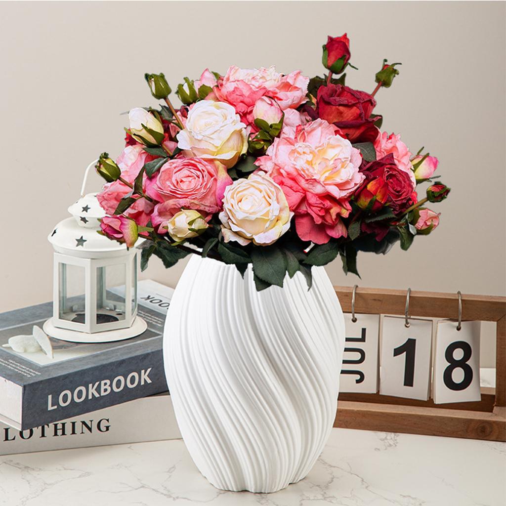 1PC Wave Shaped Plastic Vase Home Living Room Office Flower Arrangement Decoration Crafts Wedding Table Center Vase Ornament