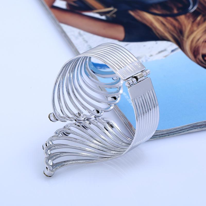 New Fashion Bracelet Fashion Feather Inlaid Diamond Metal Bracelet Fashion Jewelry