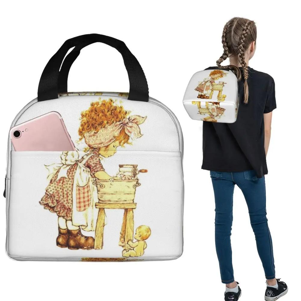 Sarah Kay Swing Girl Cartoon Insulated Lunch Bag for Women Kids Leakproof Food Boxes Thermal Lunch Box Tote