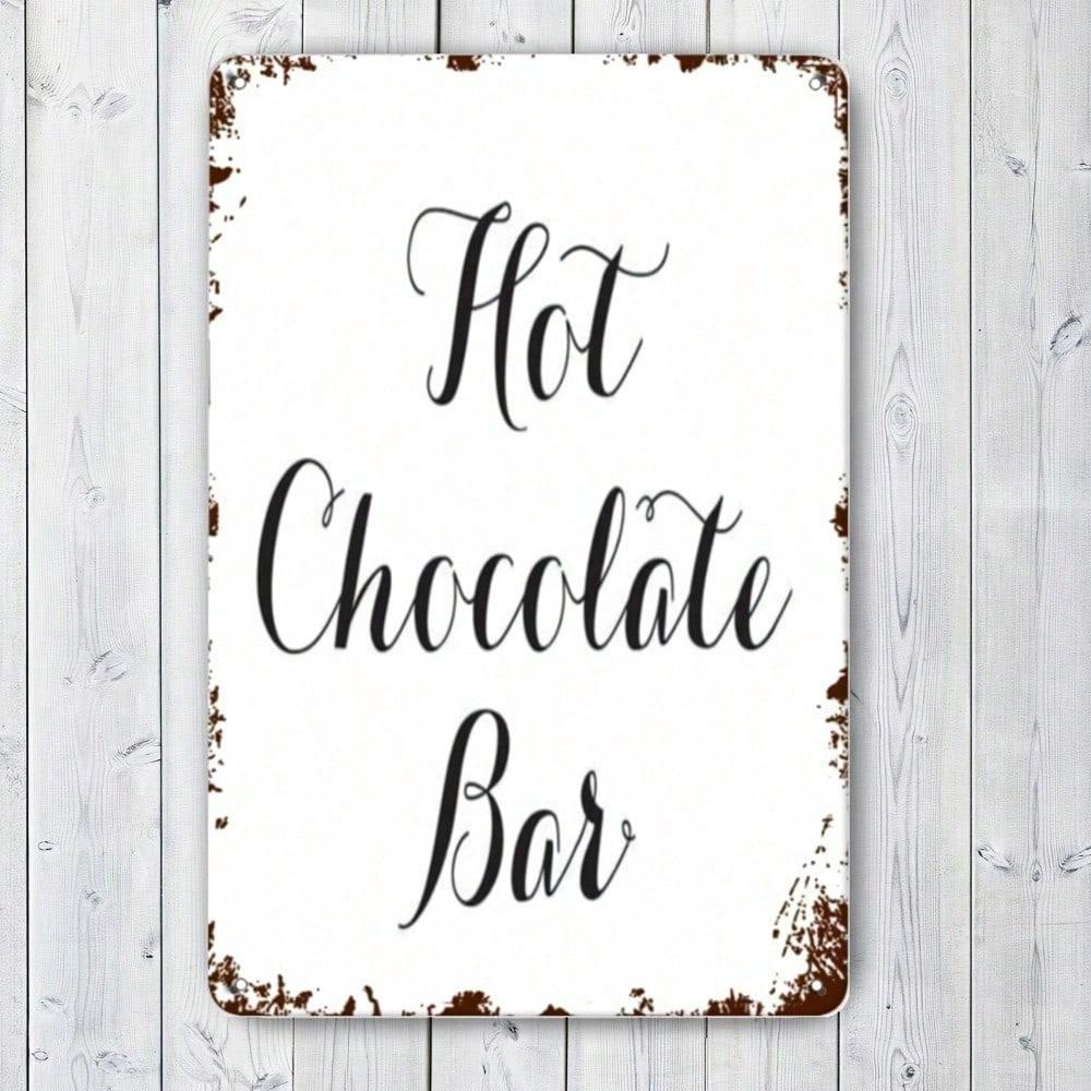 1pc Vintage Hot Chocolate Bar Metal Tin Sign 8x12 Inch Retro Rustic Wall Art Cafe Decor