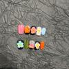Handcrafted Short Square Floral Press-On Nails With Sparkle Texture Hawaiian Style Women