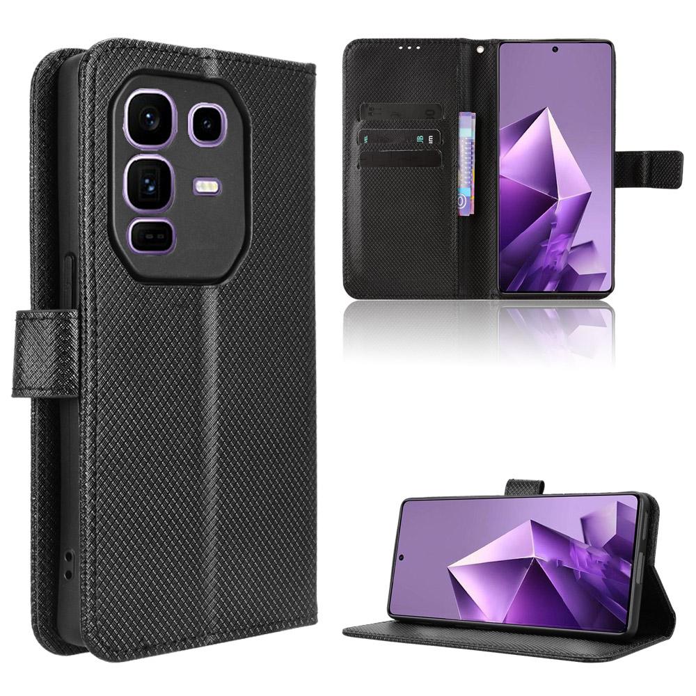 For Infinix Note 50 Pro+ 5G Leather Wallet Case with Strap Diamond Texture Phone Cover