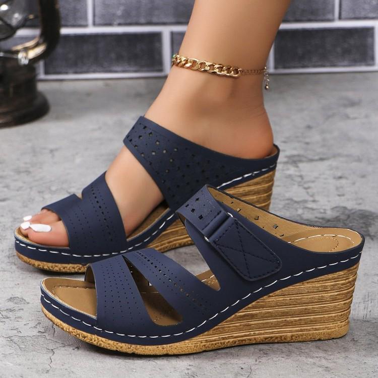 Grenzüberschreitende Sommer 2024 Damen Keilabsatz Sandalen - Dicksohlig, Rundspitze, Übergröße Mode