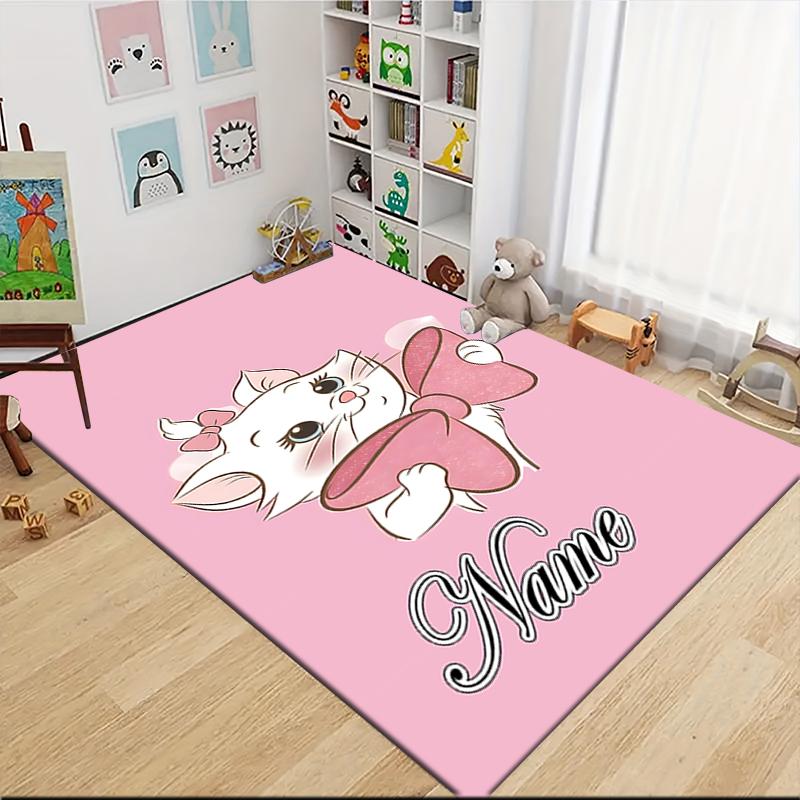 Custom Name Pink Cats Theme Carpet Rug Customizable Soft Washable Anti-Slip Home Living Room Sofa Mats Personalized Rug. 0909415