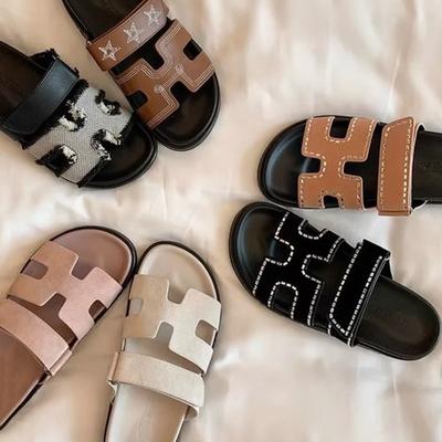 Su Yinyin~ Height-increasing Slippers Women's Summer Outer Wear Velcro Casual Platform Shoes H-shaped Second Uncle Slippers Outer Wear