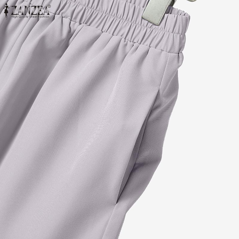 ZANZEA Women 3/4 Sleeve Blouse and Shorts Summer Two Piece Suit Sets