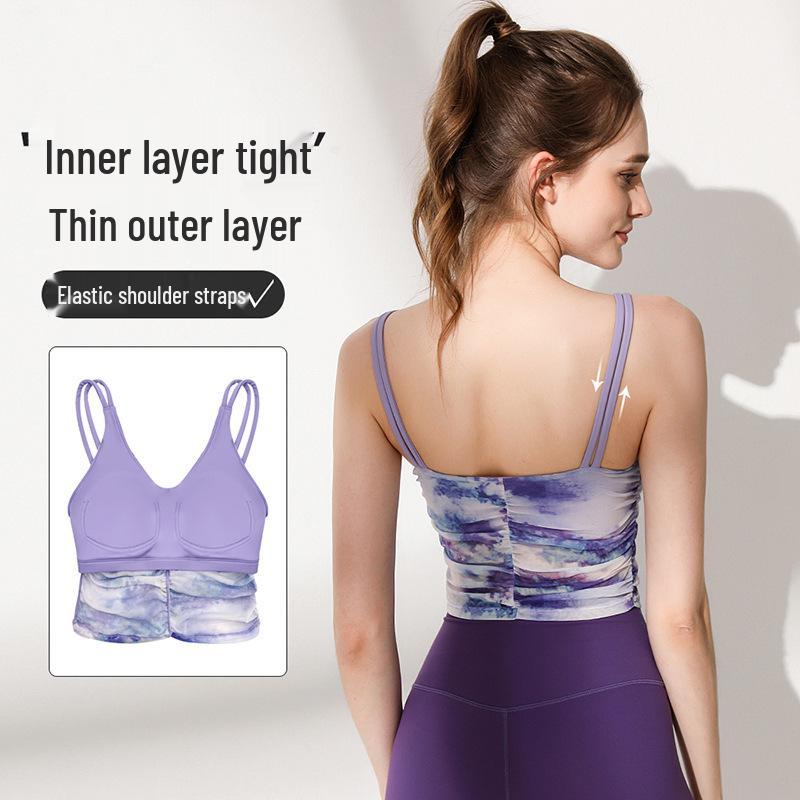 Damen Sommer Stoßdämpfend Outdoor Sport Yoga Print Ärmellose Fitness Weste