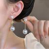 Korean Pearl Drop Earrings - 925 Silver, Trendy Long Pendant Earrings for Women