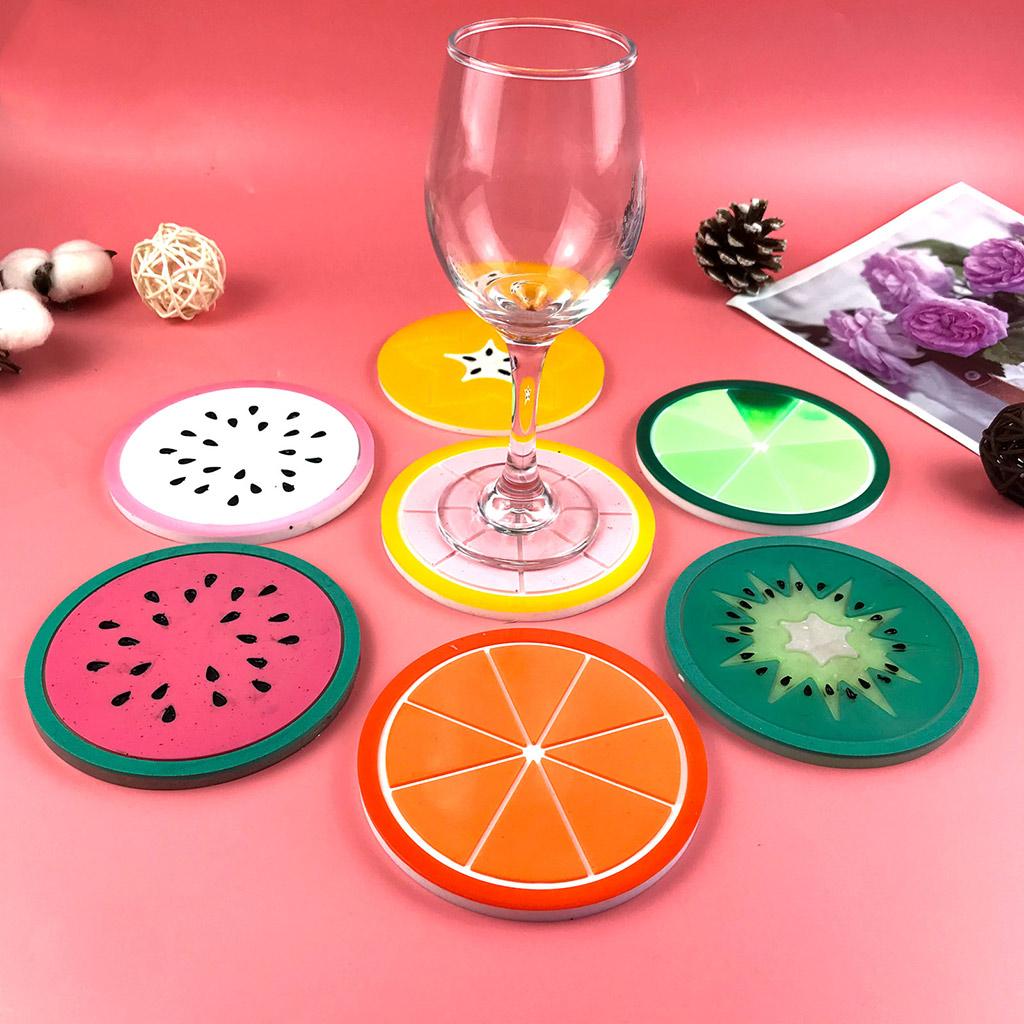 Frucht Untersetzer Epoxidharz Form DIY Wassermelone Orange Sternfrucht Kiwi Untersetzer Form Kaffeeunterlage Silikonform Heimdekorationen