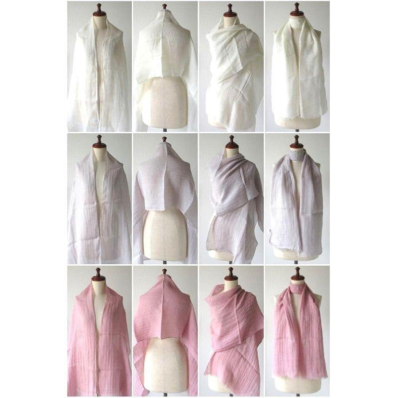 Used [New] 100% Linen Stole, Large Size, Spring/Summer, Shawl, Hemp Scarf, Unisex, Plain, Made in India, Light Gray [.a all over the world] (Silver)