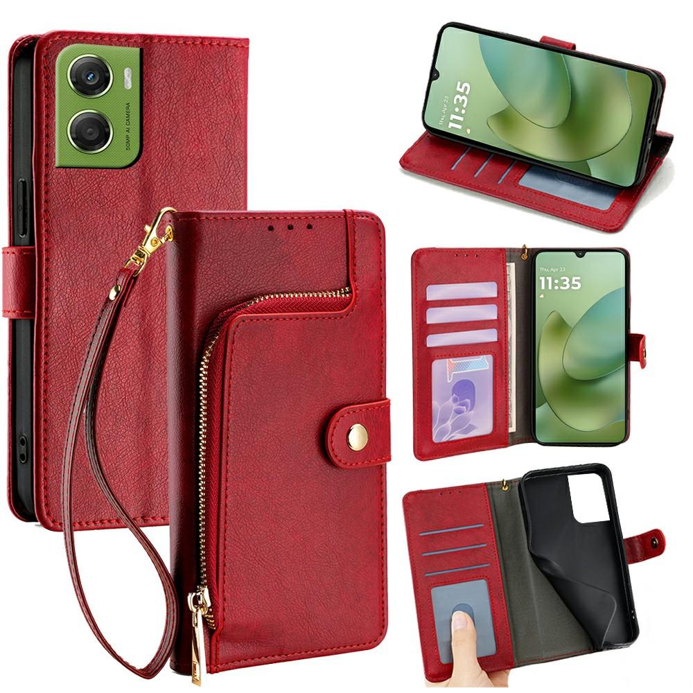For Motorola Moto G06 4G Case Zipper Pocket PU Leather Wallet Flip Phone Cover