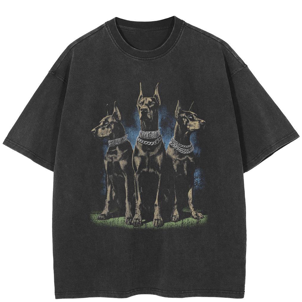 Streetwear Dobermann Graphic T-Shirt Cotton Tshirt Unisex Tops Tees Short Sleeves T Shirt