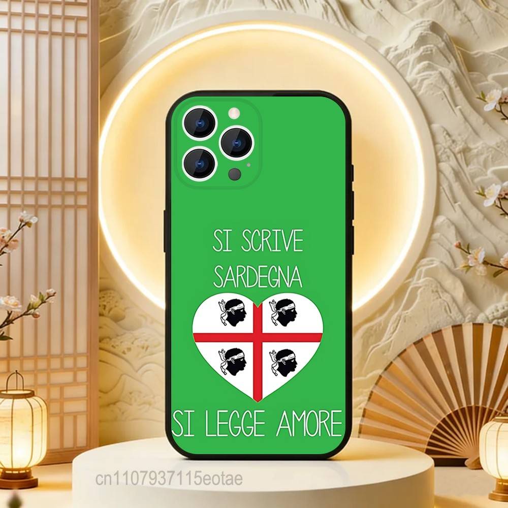 Flag of Sardinia COOL Phone Case For iPhone 17,16,15,14,13,12,11,Pro,Max,Plus,E,Air,Mini Protective Black Cover