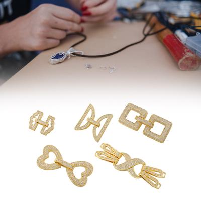 Jewelry Clasps with Full Zirconia Inlay Versatile DIY Clasp Accessory Set for Bracelet and Necklace with Gold Plating
