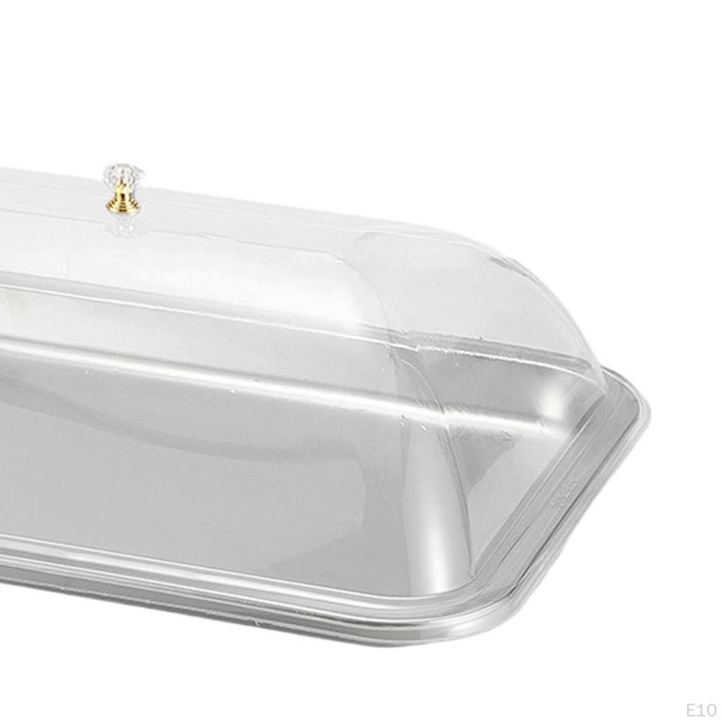 304 Stainless Steel Serving Tray with Dome Lid Food Rectangular Platter for