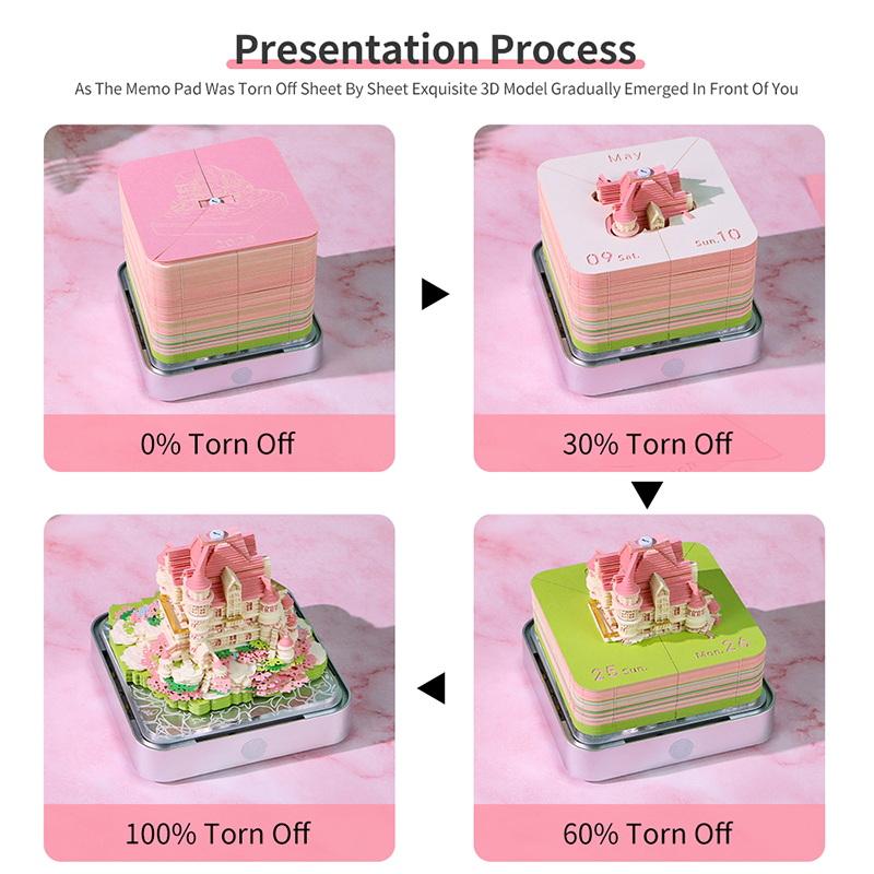 Time Piece Calendar 2027 Desk Calendar With Led Light 3D Tear-Away Calendar Paper Carving Art Memo Pad Notepad Desktop Decor