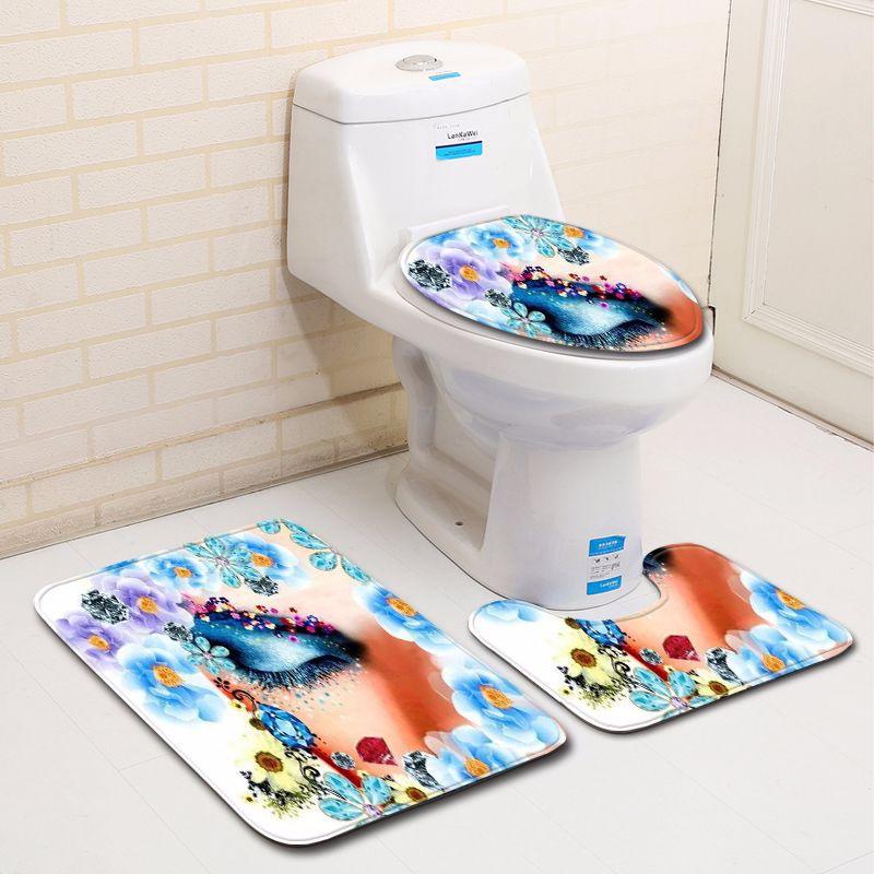 Personalized Painted Bathroom Toilet Three-Piece Floor Mat Doormat Bathroom Carpet Is Now