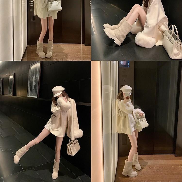 Iceland 2.0 Warm Plush Thick Heel Medium Tube Fluffy Snow Short Boots Women's Winter