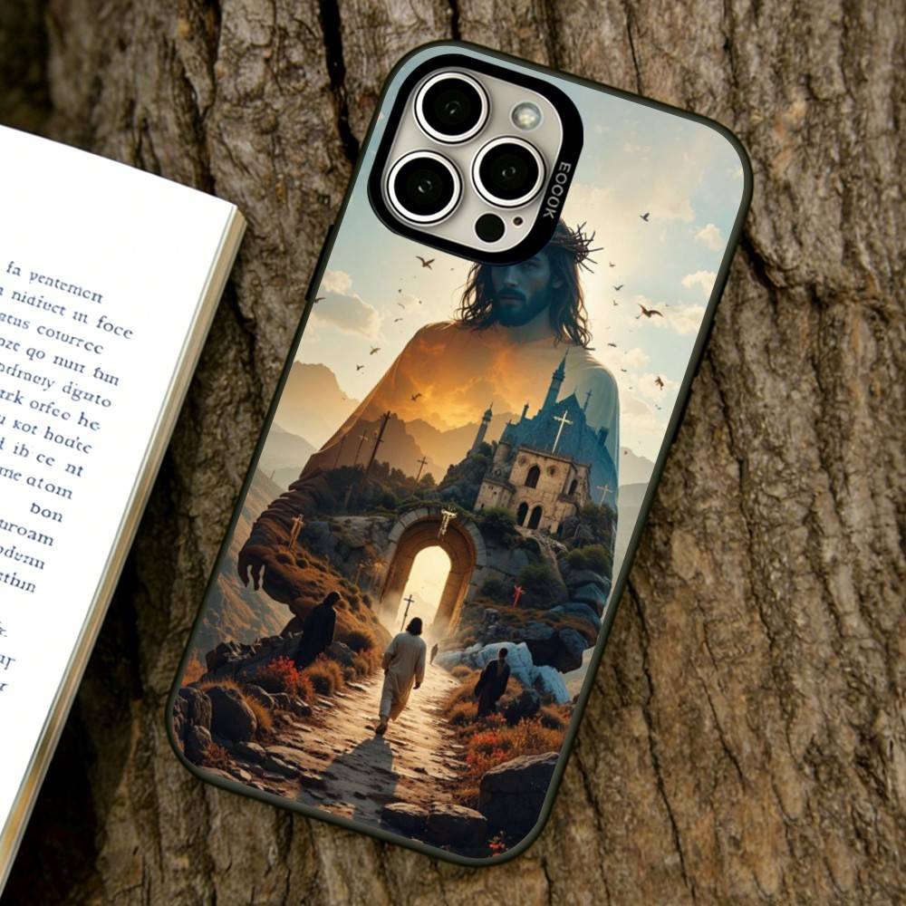 Custodia per Telefono Gesù Cristo Per iPhone 17,16,15,14,13,12,11 Plus,Pro Max,XS,Interno Placcato Argento Colorato