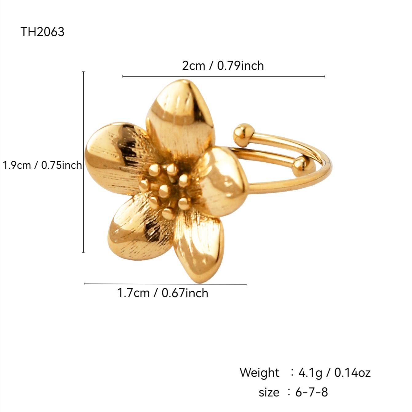 

Простой темперамент, чувство роскоши, ретро-стиль, нержавеющая сталь с покрытием из 18-каратного золота, кольцо с цветами, женский циркон 8