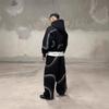 Pánská tmavá Streetwear mikina s kapucí a tepláková souprava s dlouhým rukávem